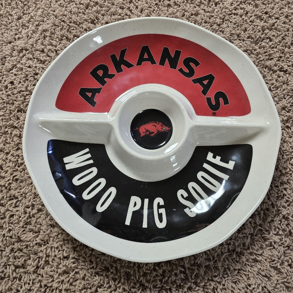 Arkansas Razorbacks chips and dip bowl